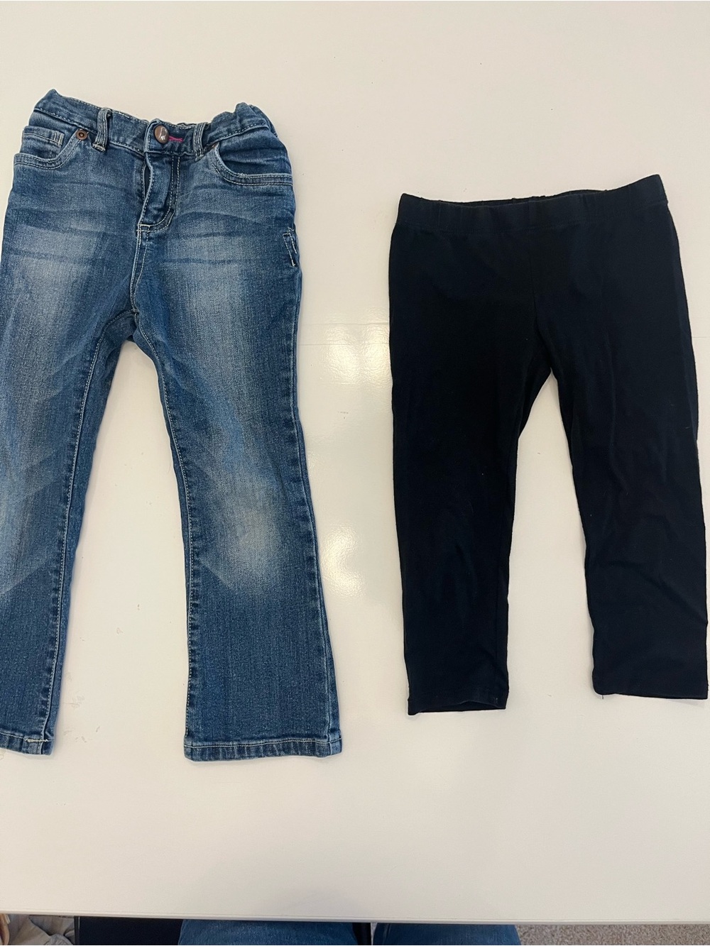 Kids Blue Denim Jeans with Black Leggings Set Size 4